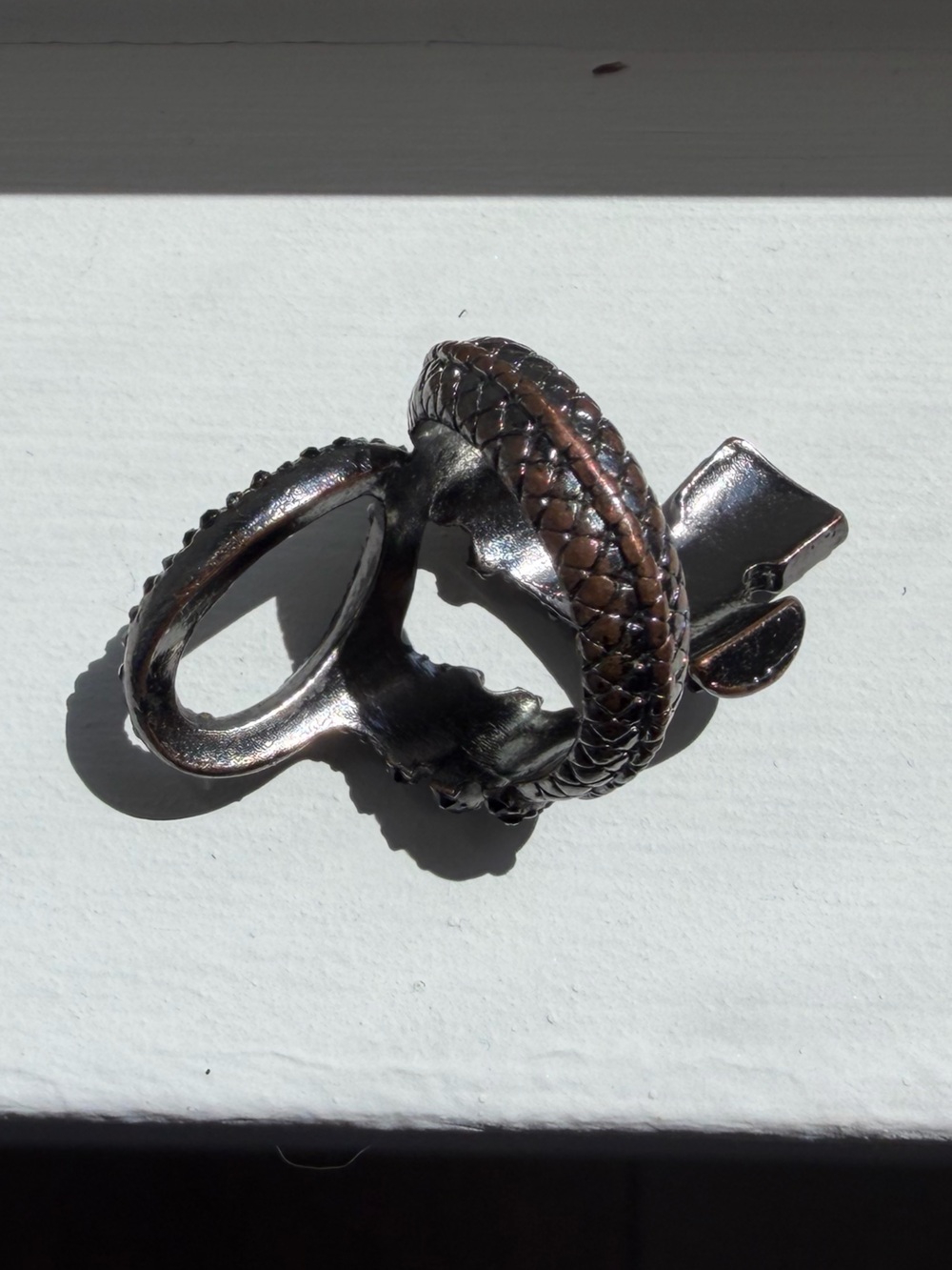 Lucky Brand Snake Ring Gunmetal and Black Rhinestone - Picture 6 of 7